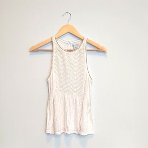 American Eagle XS White With Gold Sequins Baby Doll Tank Top